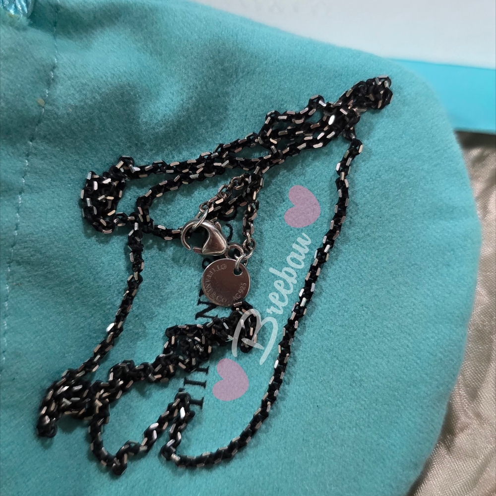 RARE / HTF - Tiffany & Co. ✨️ SPARKLE ✨️ BLACK ENAMEL Silver Ag925 Necklace